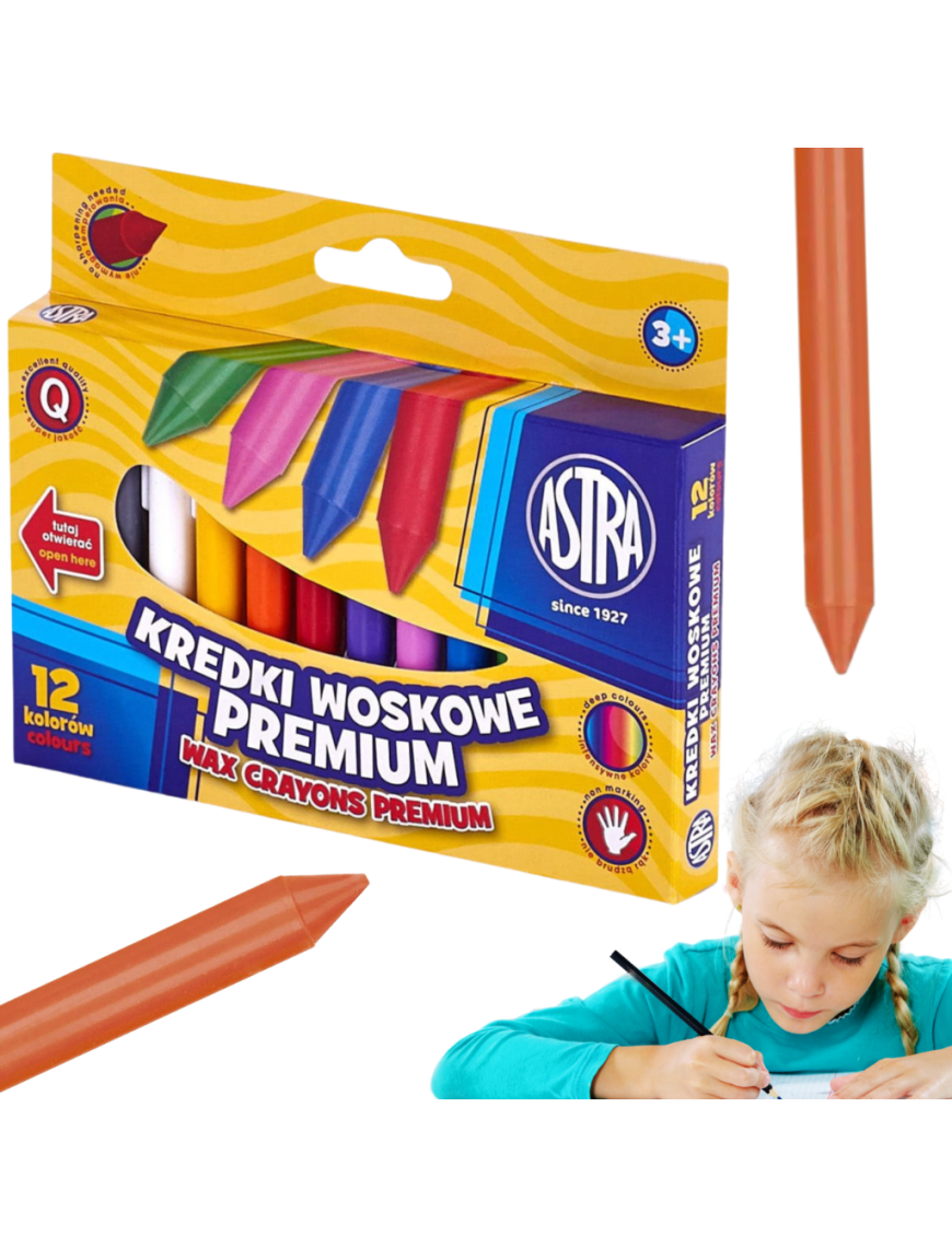 ASTRA KREDKI WOSKOWE 12 KOLORÓW ŚWIECOWE PREMIUM